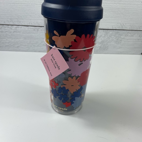 kate spade Other - Kate Spade 16 oz Floral Travel Tumbler - Navy and Pink - "Swing Flora" - NWT